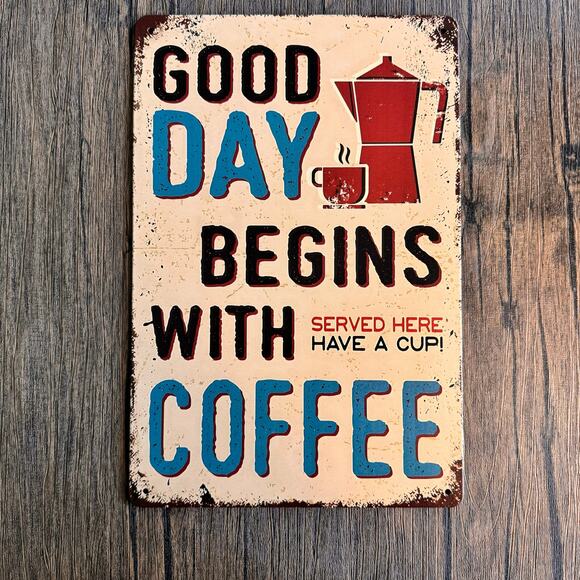 Wall Hanging Sign Metal Sign Kitchen Decor Gift for Coffee Lover NEW FAST SHIP - Picture 2 of 3